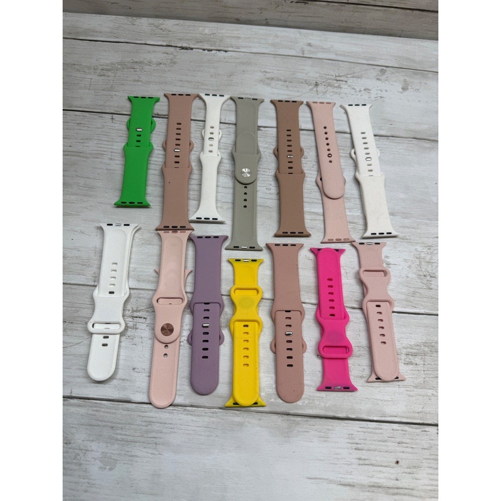 Lot of 14 Silicone Watch Bands for Apple Watch 42 44 45mm Multi Color Bundle